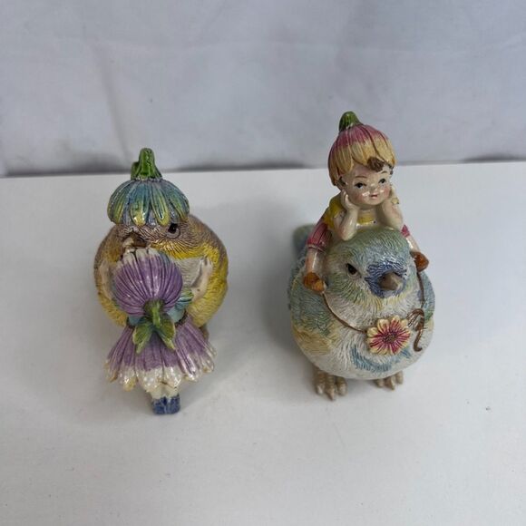 Fairy Bird Figurines Set of 2-Fairy Garden-Resin Whimsical Knick Knack Decor - Picture 2 of 10